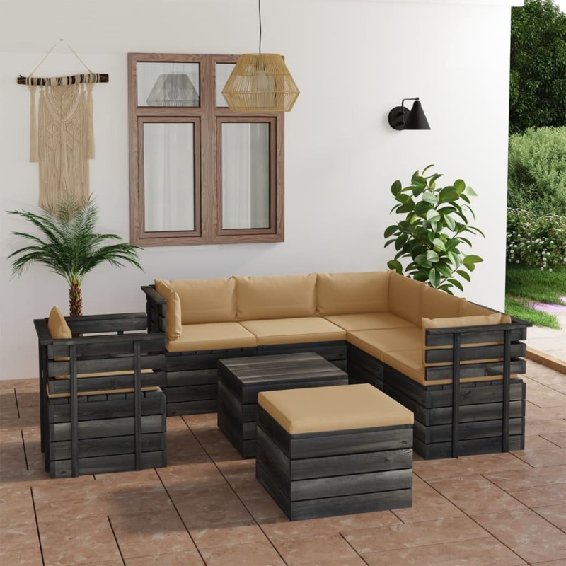 vidaXL 8-tlg. Garten-Sofagarnitur aus Paletten mit Kissen Kiefernholz vidaXL 8-tlg. Garten-Sofagarnitur aus Paletten mit Kissen Kiefernholz
