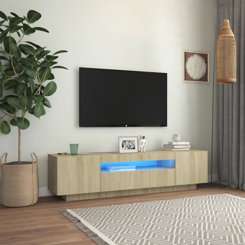 vidaXL TV-Schrank mit LED-Leuchten Sonoma-Eiche 160x35x40 cm vidaXL TV-Schrank mit LED-Leuchten Sonoma-Eiche 160x35x40 cm