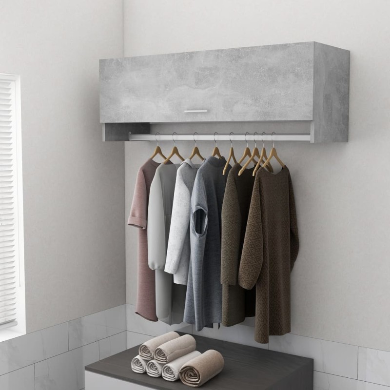 Kleiderschrank Betongrau 100x32,5x35 cm Holzwerkstoff Kleiderschrank Betongrau 100x32,5x35 cm Holzwerkstoff