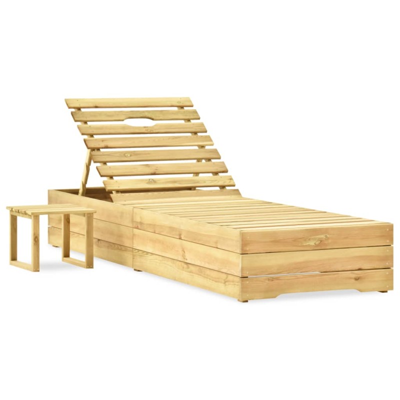 Sonnenliege mit Tisch Grün Imprägniertes Kiefernholz Sonnenliege mit Tisch Grün Imprägniertes Kiefernholz
