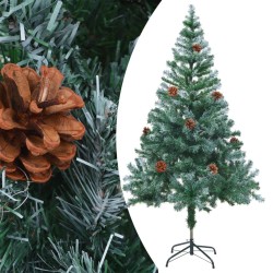 Künstlicher Weihnachtsbaum mit Tannenzapfen gefrostet 150 cm