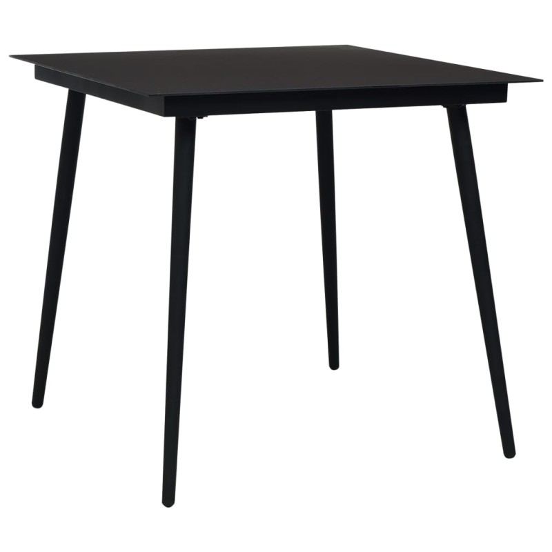 Garten-Esstisch Schwarz 80x80x74 cm Stahl und Glas Garten-Esstisch Schwarz 80x80x74 cm Stahl und Glas