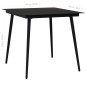 Garten-Esstisch Schwarz 80x80x74 cm Stahl und Glas Garten-Esstisch Schwarz 80x80x74 cm Stahl und Glas