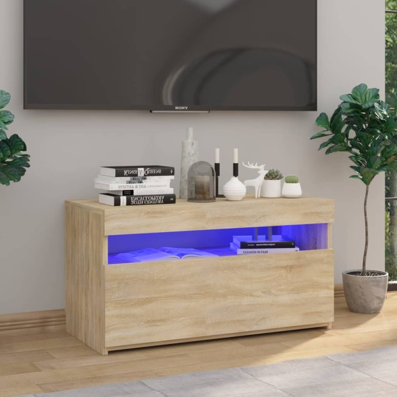 TV-Schrank mit LED-Leuchten Sonoma-Eiche 75x35x40 cm TV-Schrank mit LED-Leuchten Sonoma-Eiche 75x35x40 cm