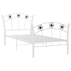 vidaXL Einzelbett mit Fußball-Design Weiß Metall 90x200 cm