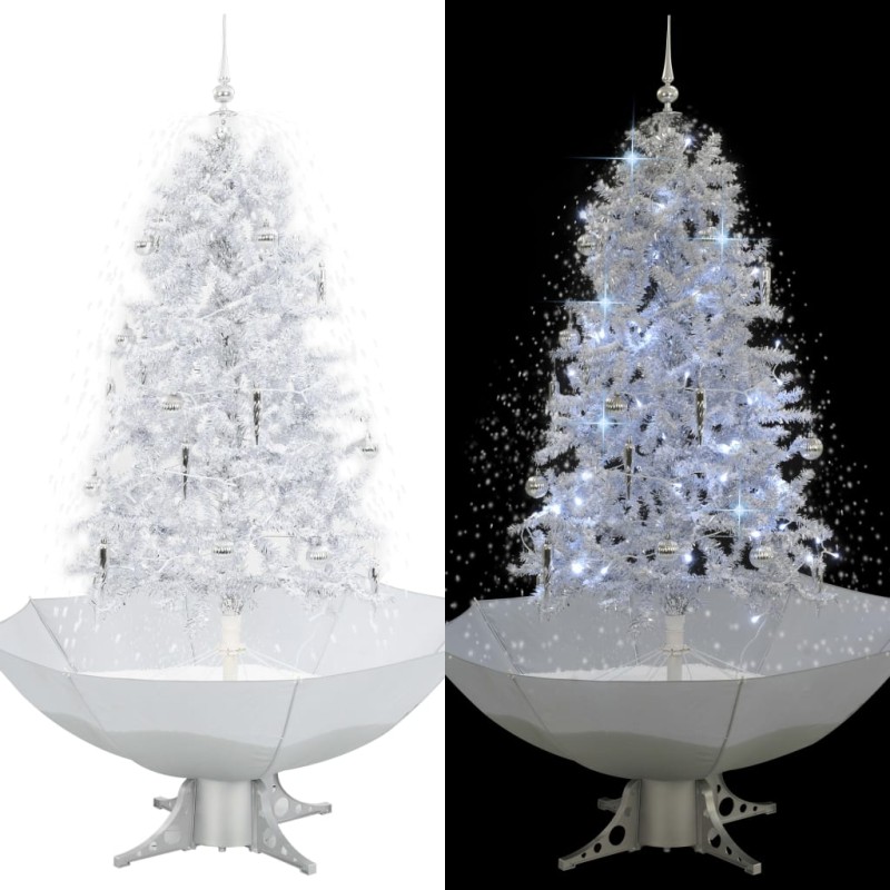 Schneiender Weihnachtsbaum mit Schirmfuß Weiß 170 cm Schneiender Weihnachtsbaum mit Schirmfuß Weiß 170 cm