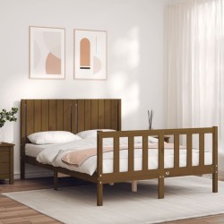 Massivholzbett mit Kopfteil Honigbraun 140x200 cm