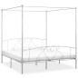Himmelbett-Gestell Weiß Metall 200 x 200 cm Himmelbett-Gestell Weiß Metall 200 x 200 cm