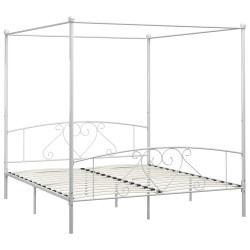 Himmelbett-Gestell Weiß Metall 200 x 200 cm