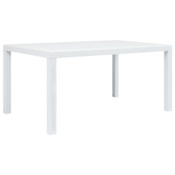 Gartentisch Weiß 150 x 90 x 72 cm Kunststoff Rattan-Optik