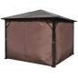 Pavillon mit Vorhängen Braun Aluminium 300 x 300 cm Pavillon mit Vorhängen Braun Aluminium 300 x 300 cm