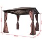 Pavillon mit Vorhängen Braun Aluminium 300 x 300 cm Pavillon mit Vorhängen Braun Aluminium 300 x 300 cm