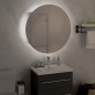 Badezimmerschrank mit Rundem Spiegel & LED Weiß 47x47x17,5 cm Badezimmerschrank mit Rundem Spiegel & LED Weiß 47x47x17,5 cm