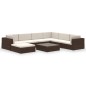 vidaXL 8-tlg. Garten-Lounge-Set mit Auflagen Poly Rattan Braun vidaXL 8-tlg. Garten-Lounge-Set mit Auflagen Poly Rattan Braun