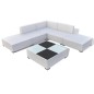 vidaXL 6-tlg. Garten-Lounge-Set mit Auflagen Poly Rattan Weiß vidaXL 6-tlg. Garten-Lounge-Set mit Auflagen Poly Rattan Weiß