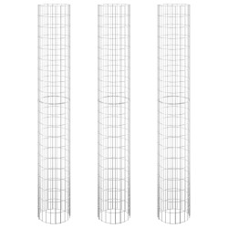 Gabionen-Hochbeete 3 Stk. Rund Verzinkter Stahl Ø30x200 cm