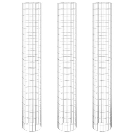 Gabionen-Hochbeete 3 Stk. Rund Verzinkter Stahl Ø30x200 cm