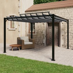 Pavillon mit Lamellendach 3x3 m Anthrazit Stoff und Aluminium