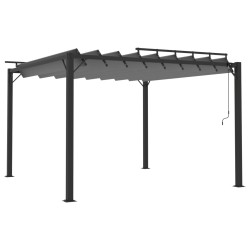 Pavillon mit Lamellendach 3x3 m Anthrazit Stoff und Aluminium