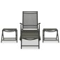 3-tlg. Garten-Lounge-Set Textilene und Aluminium Schwarz 3-tlg. Garten-Lounge-Set Textilene und Aluminium Schwarz