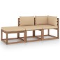 3-tlg. Garten-Lounge-Set aus Paletten mit Kissen Kiefernholz 3-tlg. Garten-Lounge-Set aus Paletten mit Kissen Kiefernholz