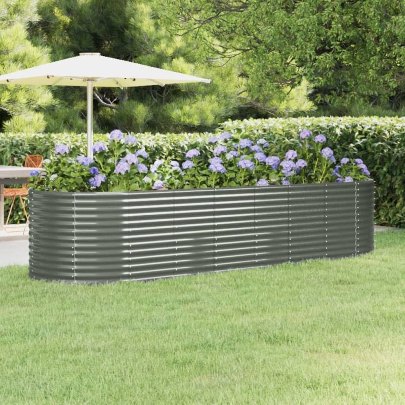 Hochbeet Pulverbeschichteter Stahl 322x100x68 cm Grau Hochbeet Pulverbeschichteter Stahl 322x100x68 cm Grau