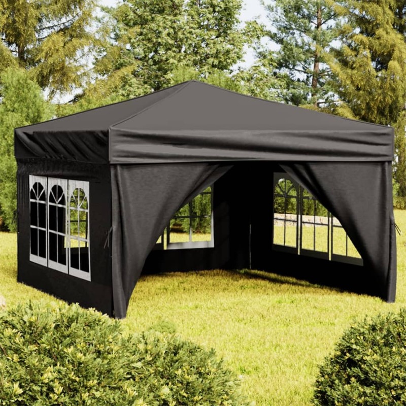 Partyzelt Faltbar mit Seitenwänden Schwarz 3x3 m Partyzelt Faltbar mit Seitenwänden Schwarz 3x3 m