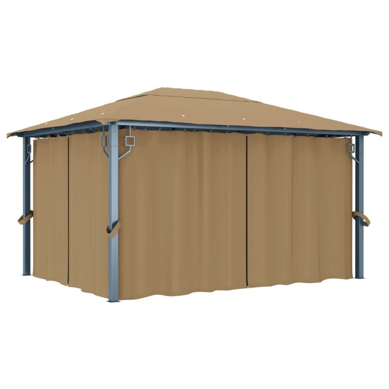 Pavillon mit Vorhang 400x300 cm Taupe Aluminium Pavillon mit Vorhang 400x300 cm Taupe Aluminium