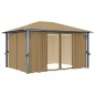 Pavillon mit Vorhang 400x300 cm Taupe Aluminium Pavillon mit Vorhang 400x300 cm Taupe Aluminium
