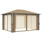 Pavillon mit Vorhang 400x300 cm Taupe Aluminium Pavillon mit Vorhang 400x300 cm Taupe Aluminium