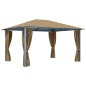 Pavillon mit Vorhang 400x300 cm Taupe Aluminium Pavillon mit Vorhang 400x300 cm Taupe Aluminium