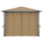 Pavillon mit Vorhang 400x300 cm Taupe Aluminium Pavillon mit Vorhang 400x300 cm Taupe Aluminium