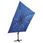 Ampelschirm mit Mast und LED Azurblau 300 cm Ampelschirm mit Mast und LED Azurblau 300 cm