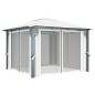 Pavillon mit Vorhängen 300 x 300 cm Creme Aluminium Pavillon mit Vorhängen 300 x 300 cm Creme Aluminium