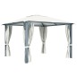 Pavillon mit Vorhängen 300 x 300 cm Creme Aluminium Pavillon mit Vorhängen 300 x 300 cm Creme Aluminium