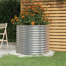 vidaXL Pflanzkübel Pulverbeschichteter Stahl 80x80x68 cm Silber