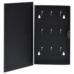 vidaXL Schlüsselkasten mit Magnettafel Schwarz 30x20x5,5 cm