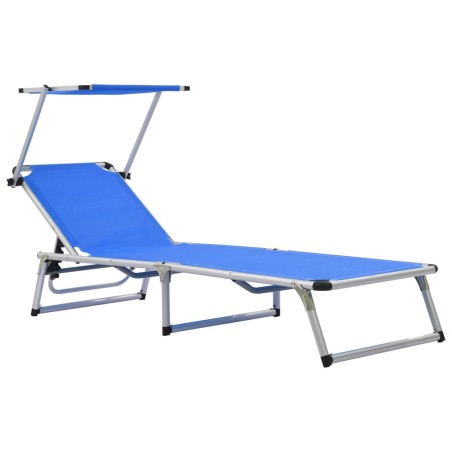 Klappliege mit Sonnenschutz Aluminium und Textiline Blau
