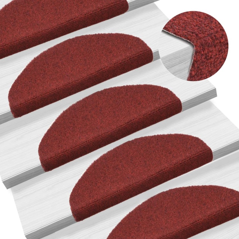 vidaXL 15-tlg Selbstklebende Treppenmatten Nadelvlies 65x21x4cm Rot vidaXL 15-tlg Selbstklebende Treppenmatten Nadelvlies 65x21x4cm Rot