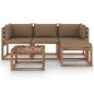 5-tlg. Garten-Lounge-Set mit Taupe Kissen 5-tlg. Garten-Lounge-Set mit Taupe Kissen