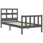 Massivholzbett mit Kopfteil Grau 100x200 cm Massivholzbett mit Kopfteil Grau 100x200 cm