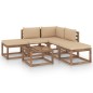 6-tlg. Garten-Lounge-Set mit Beige Kissen 6-tlg. Garten-Lounge-Set mit Beige Kissen