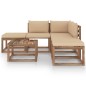 6-tlg. Garten-Lounge-Set mit Beige Kissen 6-tlg. Garten-Lounge-Set mit Beige Kissen