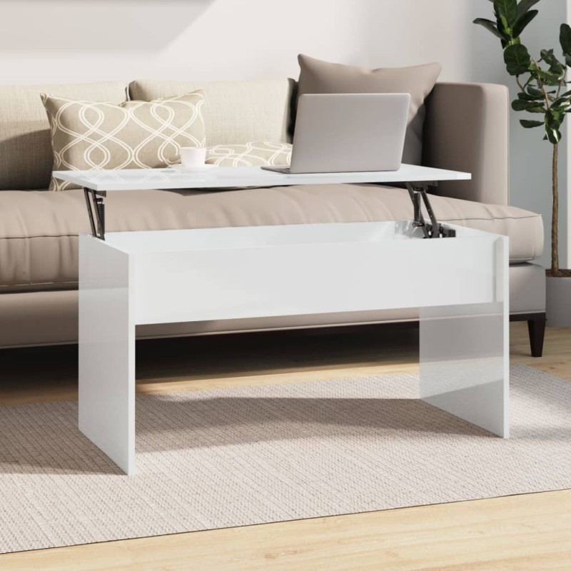 Couchtisch Hochglanz-Weiß 102x50,5x52,5 cm Holzwerkstoff Couchtisch Hochglanz-Weiß 102x50,5x52,5 cm Holzwerkstoff