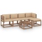 6-tlg. Garten-Lounge-Set mit Beige Kissen 6-tlg. Garten-Lounge-Set mit Beige Kissen
