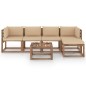 6-tlg. Garten-Lounge-Set mit Beige Kissen 6-tlg. Garten-Lounge-Set mit Beige Kissen