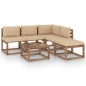 6-tlg. Garten-Lounge-Set aus Paletten mit Kissen Kiefernholz 6-tlg. Garten-Lounge-Set aus Paletten mit Kissen Kiefernholz