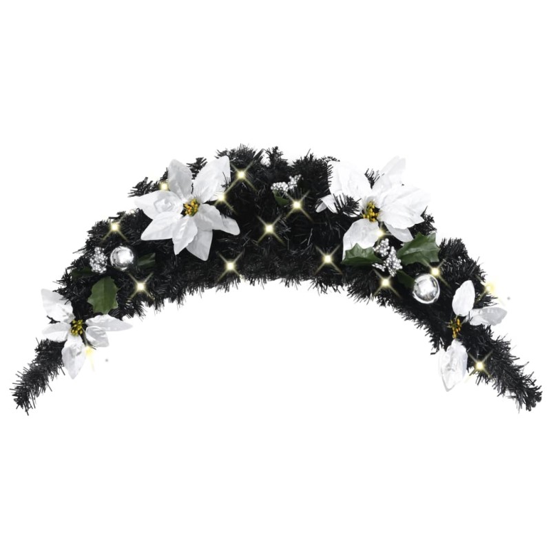 Weihnachts-Türbogen mit LED-Lichtern Schwarz 90 cm PVC Weihnachts-Türbogen mit LED-Lichtern Schwarz 90 cm PVC