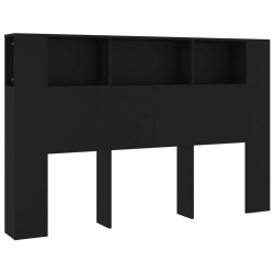 vidaXL Kopfteil mit Ablagen Schwarz 160x18,5x104,5 cm