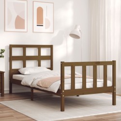 Massivholzbett mit Kopfteil Honigbraun 100x200 cm